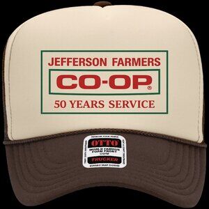 Jefferson Farmers CO-OP 50 Years Service Brown/Tan Foam Trucker Hat